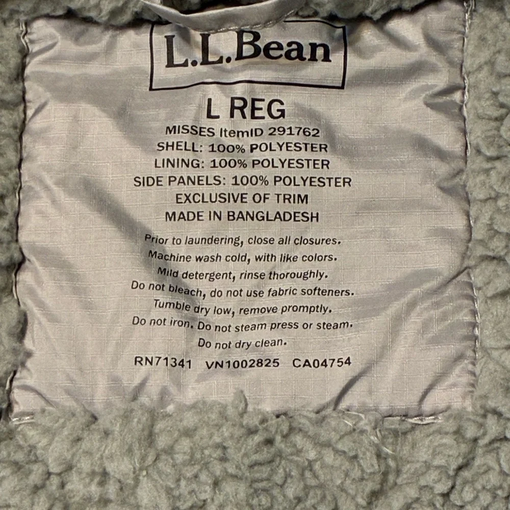 L.L. Bean Women's Quilted Jacket Vest Fleece Lined Full Zip Gray Large - Picture 5 of 10
